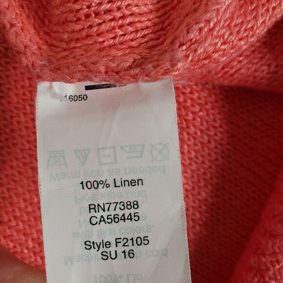 J.Crew Womens Sweater Size Medium 100% Linen Short Sleeve Melon Pullover F2105 - Picture 7 of 9